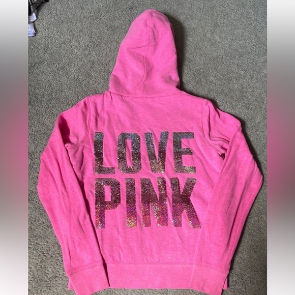 HTF VS PINK Bling Fur Lined Zip Up Hoodie - Picture 1 of 5